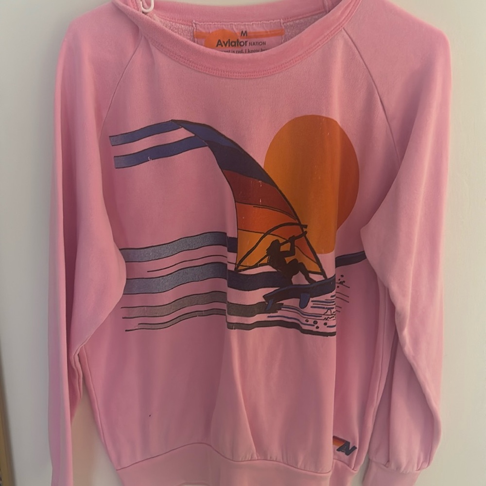 Aviator nation pink crew neck